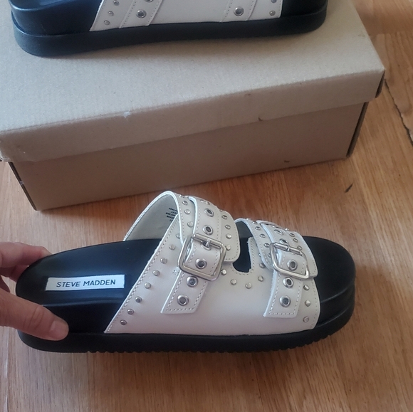 Steve Madden Malek Bone Womans Slides, Size 7 NWB - Picture 3 of 10